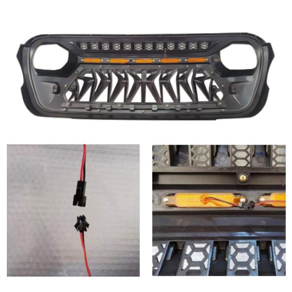 Jeep Wrangler TOP FIRE Grill With LED Matt Black