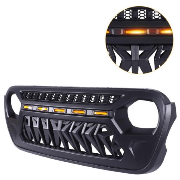 Jeep Wrangler TOP FIRE Grill With LED Matt Black