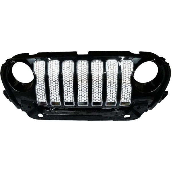 Mahindra Thar 7 Slot Black Wrangler Style ABS Front Grill With Chrome Slot