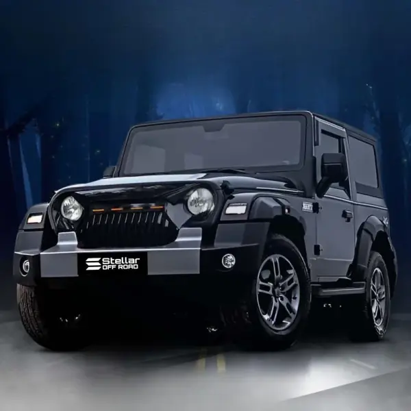 Mahindra Thar Front Gloss Black Angry Bird ABS Grill With LED